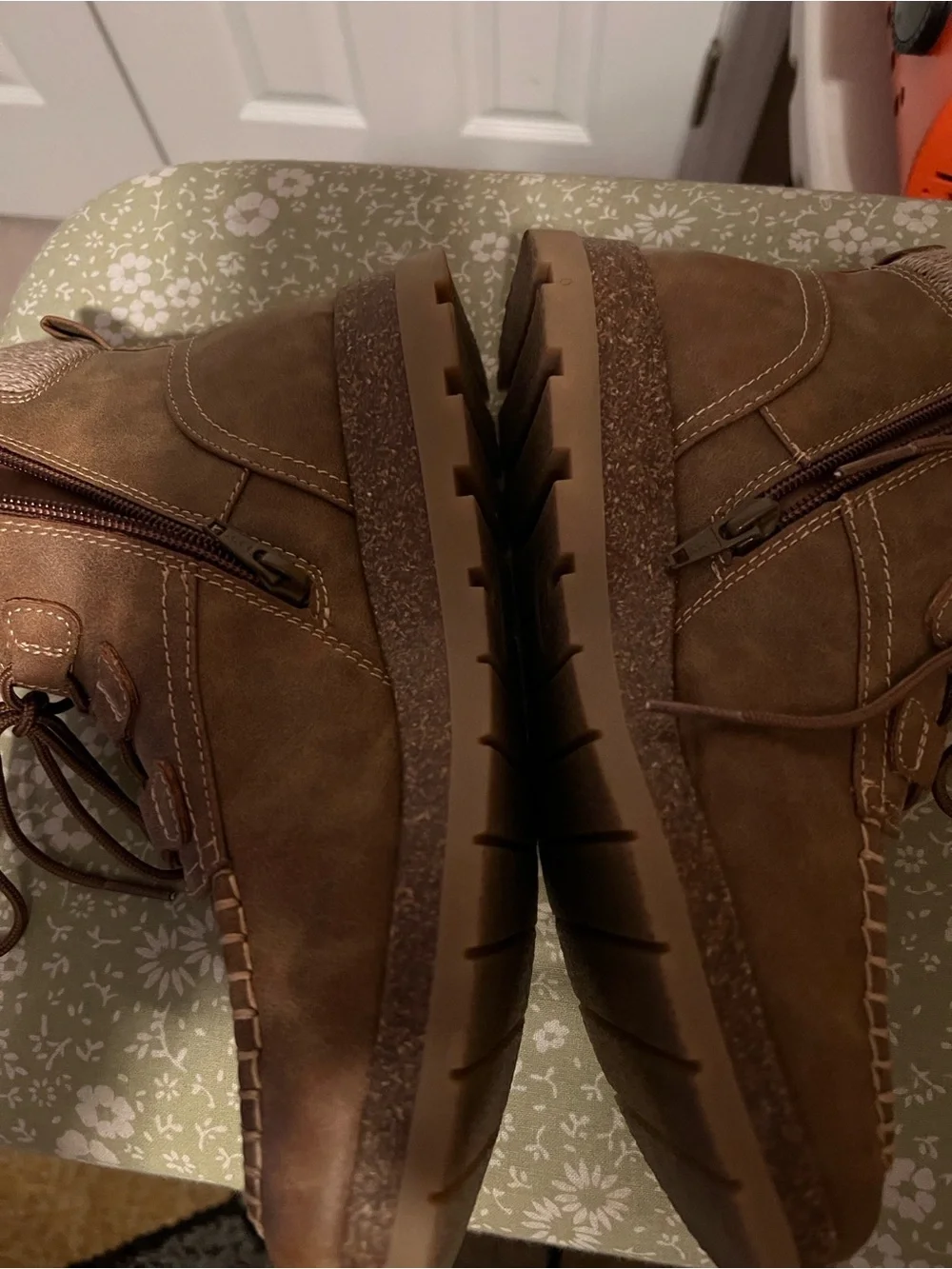 Cozy Brown Lace-Up Ankle Booties with Knit Collar